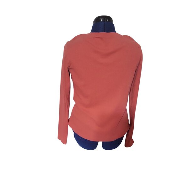 Eddie Bauer Womens V-Neck Long Sleeve Rust Top M 100% Cotton Made In Peru - Picture 4 of 6